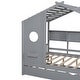 preview thumbnail 27 of 42, Twin Wooden House Bed with Trundle & Built-in Storage Shelves, Space-Saving Kids Bed Frame