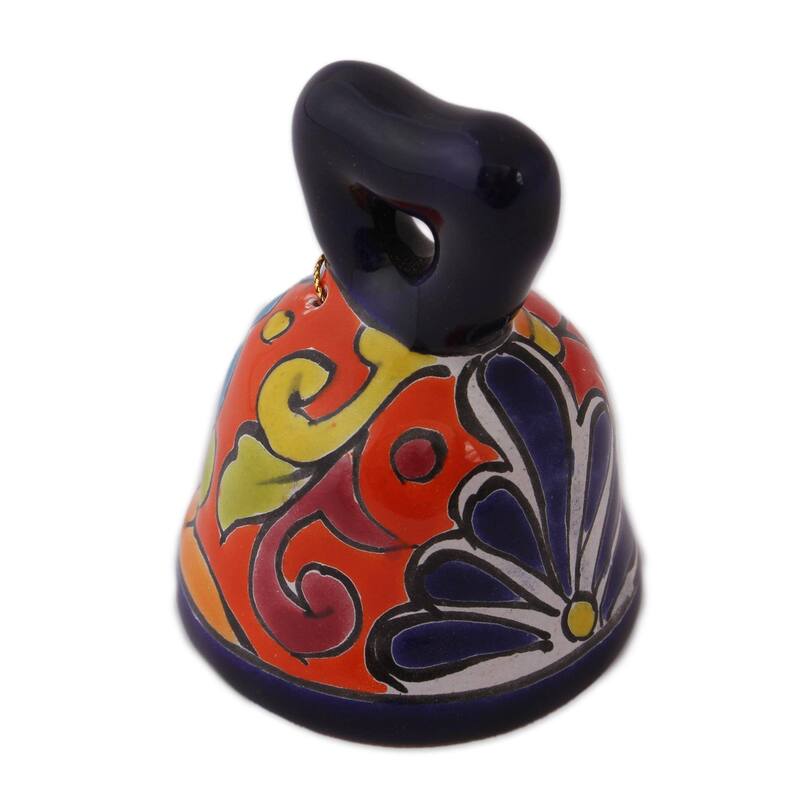 Handmade Ringing Talavera Ceramic Bell (Mexico) - 3.2" H x 2.4" Diam.