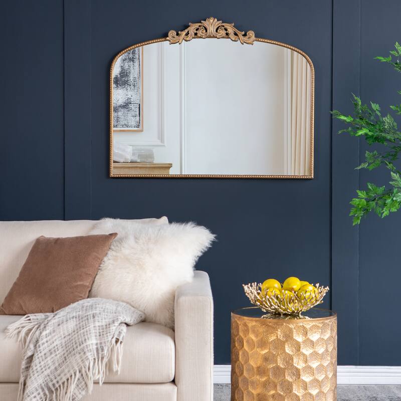 40" x 31" Classic Design Gold/Black Arch Mirror and Baroque Inspired Frame - 40" x 31" - Antique Gold