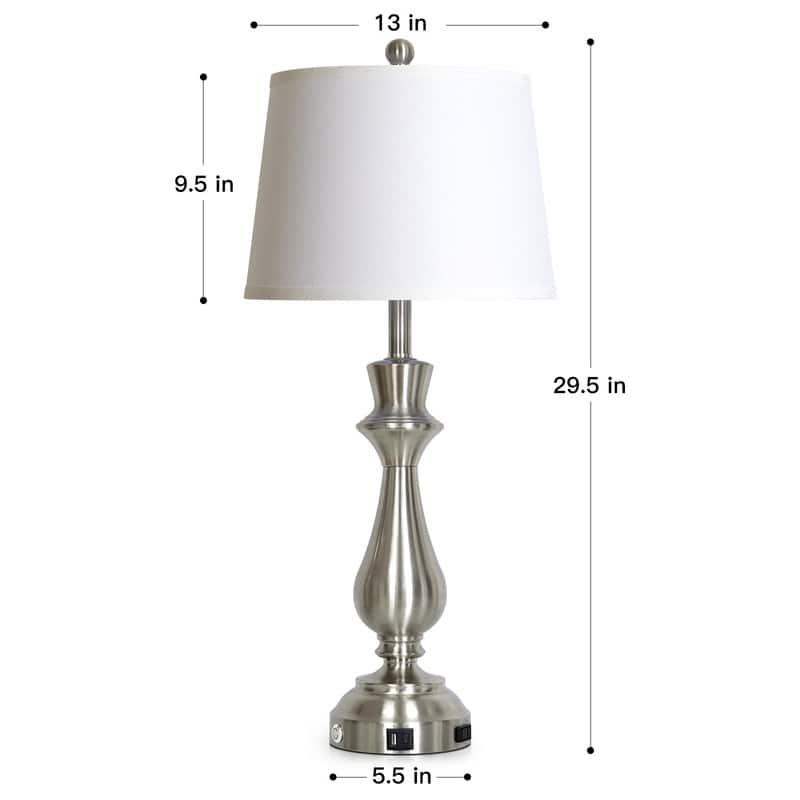 Modern 30-Inch Table Lamps with Touch Control, USB & Type-C Ports, and AC Outlet (Set of 2)