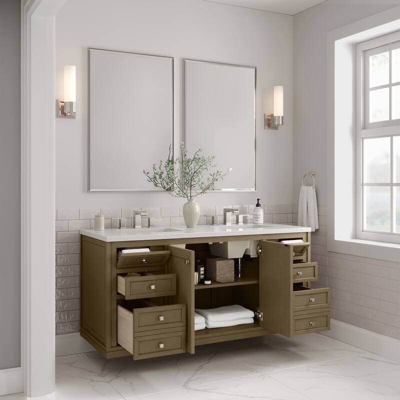Chicago 60" Double Vanity, Walnut Whisper