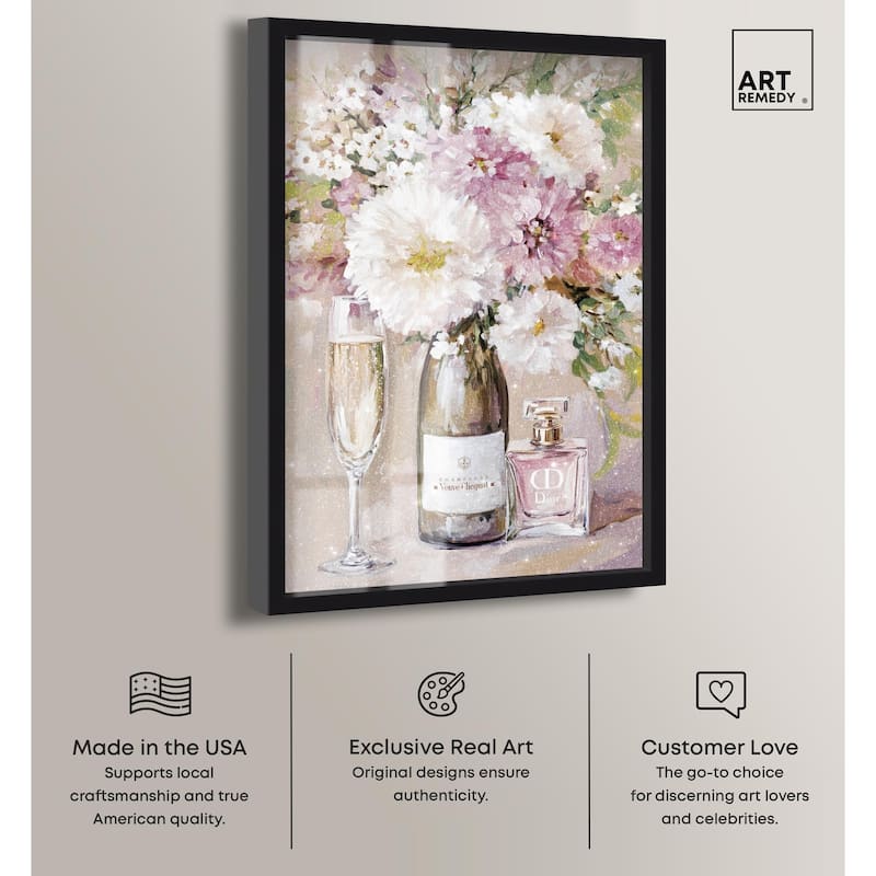 Light Floral Champagne Vase Shadowbox by Art Remedy