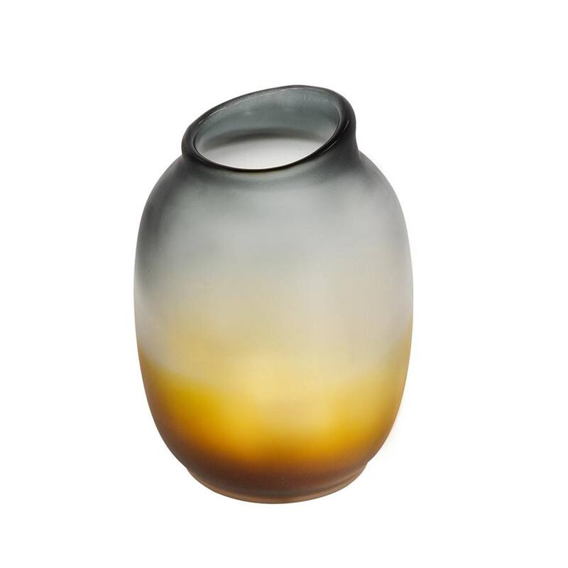 11" Charcoal And Orange Ombre Round Glass Table Vase - 8.10