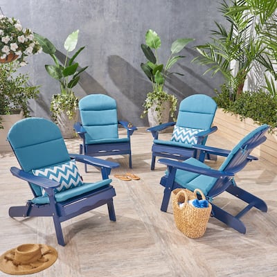 Malibu Outdoor Acacia Wood Folding Adirondack Chairs with Cushions (Set of 4) by Christopher Knight Home