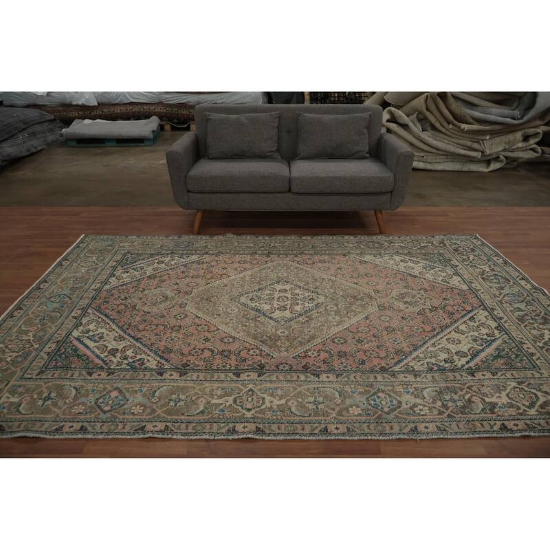 Hand Knotted Oriental 100% Wool Carpet Traditional Medallion Pink Tabriz Area Rug - 9' 4'' X 6' 4''