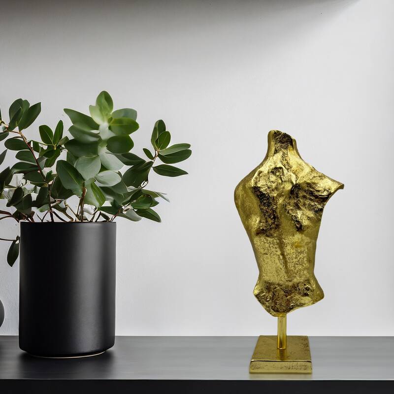 16 Inch Tall Decorative Handmade Aluminum Abstract Body Sculpture - 8 x 4 x 16 in