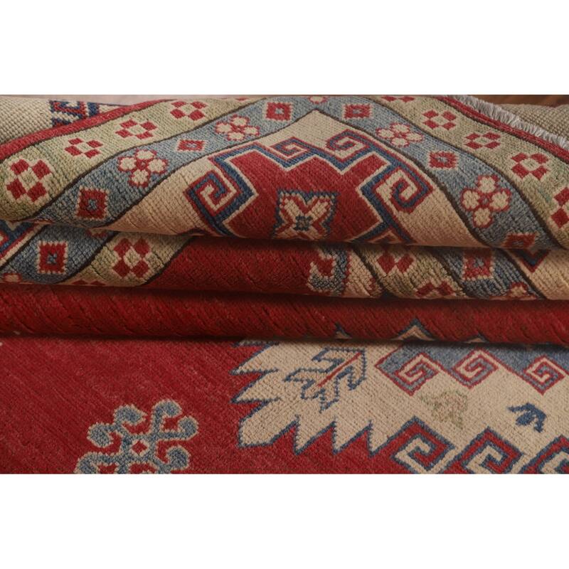 Red Kazak Rug Hand-Knotted Oriental Wool Carpet - 8'2"x 12'2"