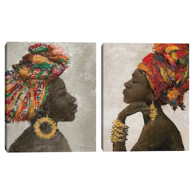 Portrait of a Woman I, Portrait of a Woman II by Marie Elaine Cusson Canvas Art Prints