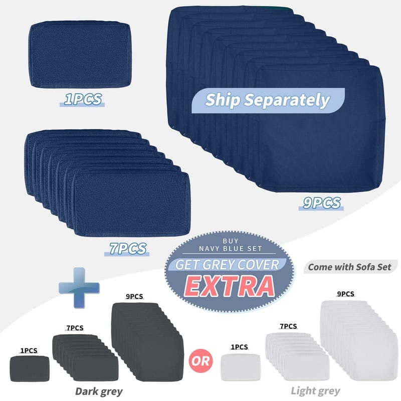 FINCATI 10-piece High Back Oversized Patio Furniture Conversation Set Outdoor Sectional Sofa with Fire Pit Table