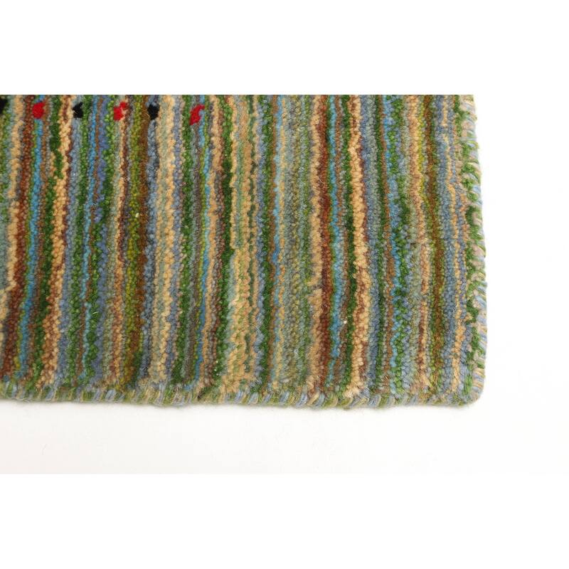 ECARPETGALLERY Hand Loomed Kashkuli Gabbeh Green Wool Rug - 3'0 x 4'7