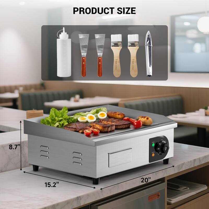 Commercial Electric Griddle,Electric Countertop Flat Top Griddle,Adjustable Temperature Control