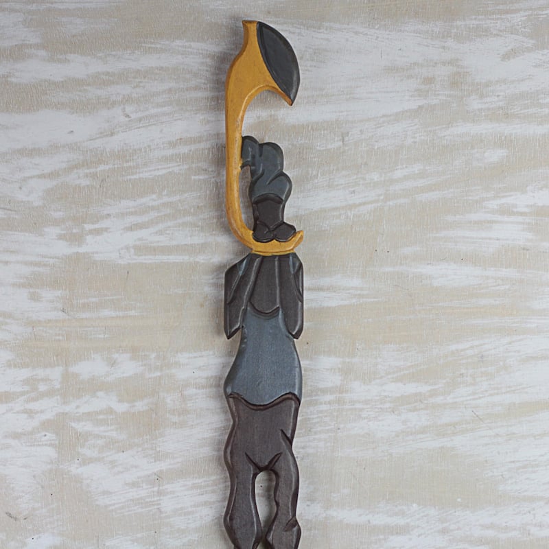 Novica Handmade Trumpeter Wood Wall Art