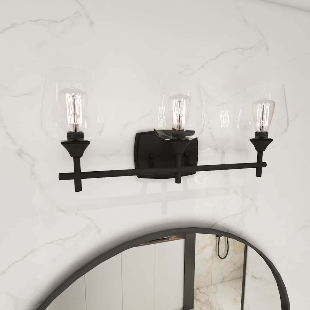 3-Light Wall Sconces Bathroom Vanity Light with Clear Glass Shade