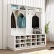 preview thumbnail 2 of 11, 63"W 18 Shoe Cubbies Shoe Bench Shoe Cabinet Wide Hall Tree With Hooks