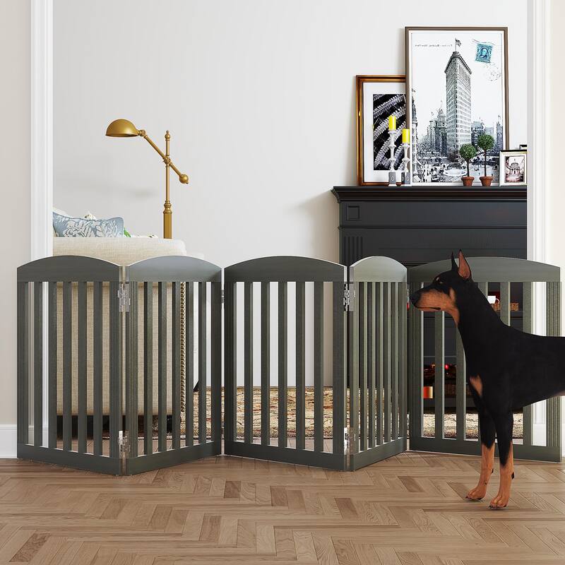 COSTARS Foldable Dog Gate, Dog Gates for Doorways, Stairs, The House, Wooden Freestanding Pet Gate Indoor, Step Over Puppy Gate