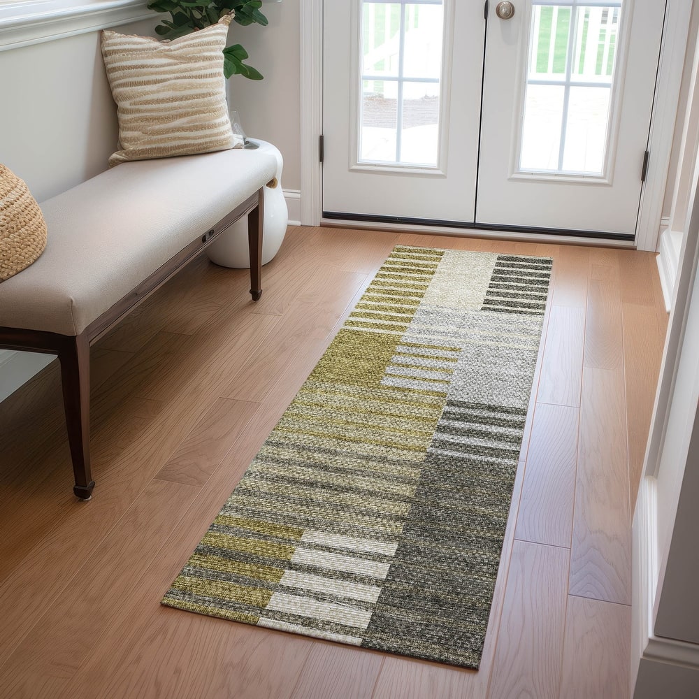 Machine Washable Indoor/ Outdoor Chantille Contemporary Stripes Rug
