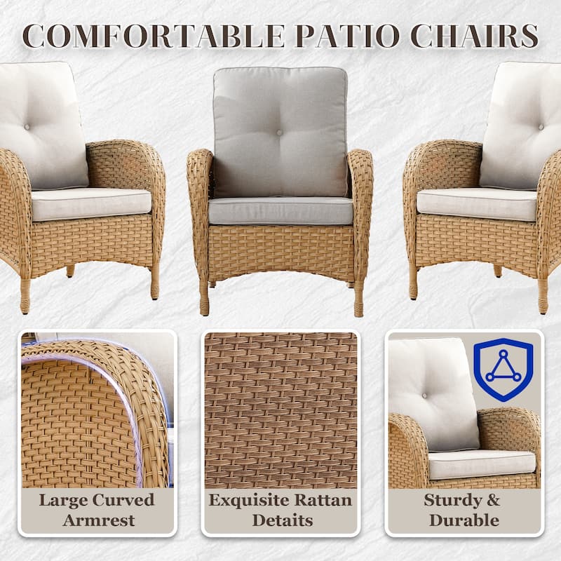 Pocassy Outdoor Wicker Chairs Patio Chairs with Cushions