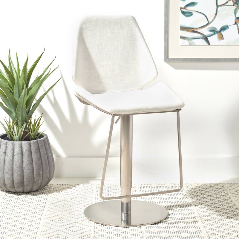 SAFAVIEH Linza Gas Lift Adjustable Bar Stool - 19" W x 22" L x 35-45" H - 19Wx22Dx35H