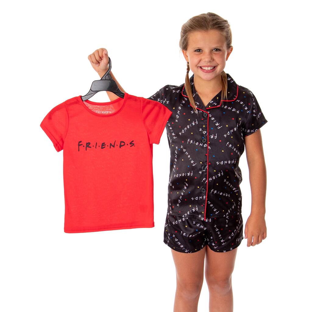 Friends TV Show Girls' TV Series Logo 3 Piece Pajama Shortie Lounge Set