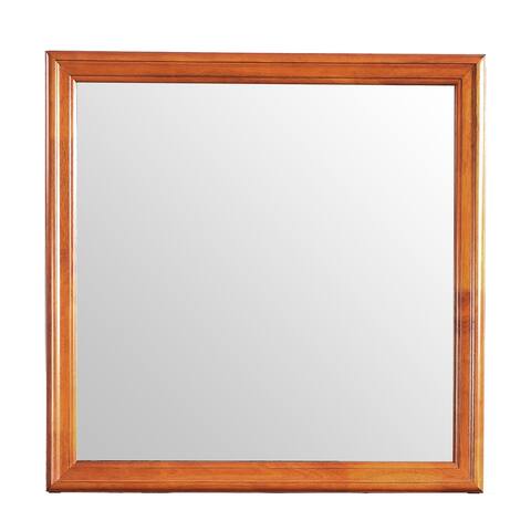 Offex 38 in. x 38 in. Classic Square Wood Framed Dresser Mirror - Oak - 1"L x 38"W x 38"H