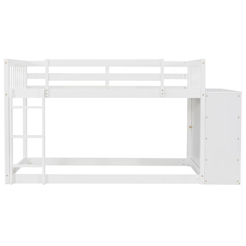 Twin over Twin Bunk Bed with 4 Drawers and 3 Shelves