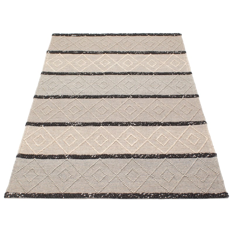 ECARPETGALLERY Braid weave Sienna Khaki Wool Rug - 5'0 x 8'1