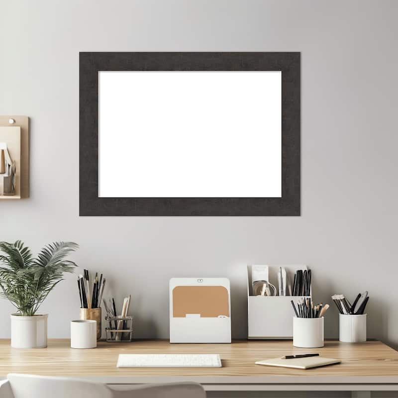 Amanti Art Rustic Plank Espresso Narrow Framed Dry Erase Magnetic Board