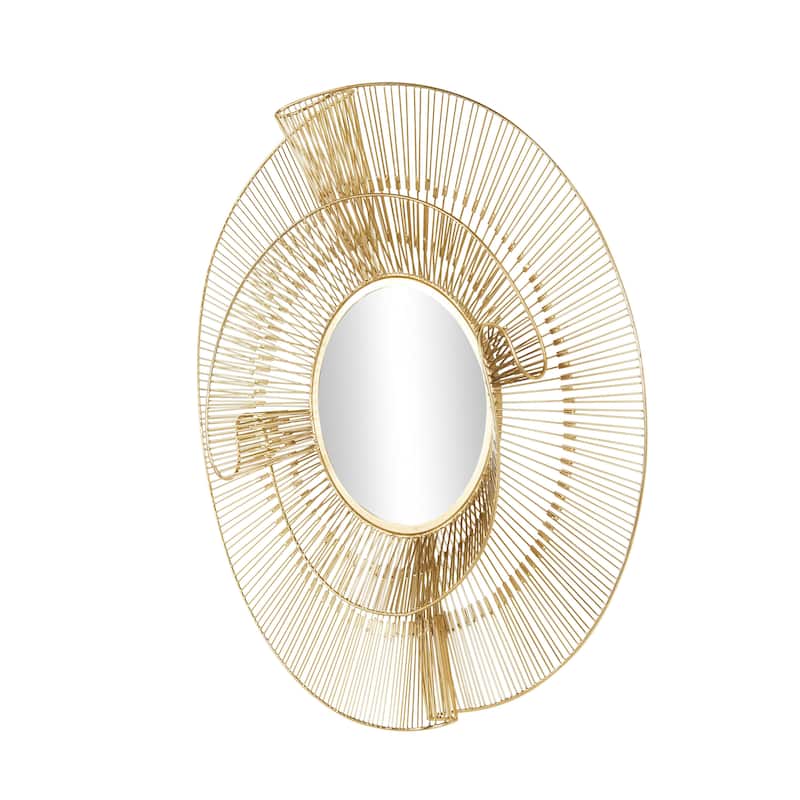 Metal Starburst Layered Room Wall Mirror with Wire Starburst Rays - Gold - Roche River Decor
