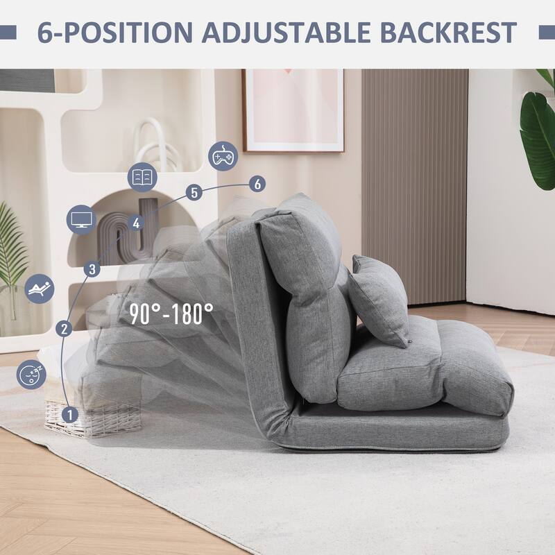 27.6" Folding Chaise Lounge Chair with Pillow