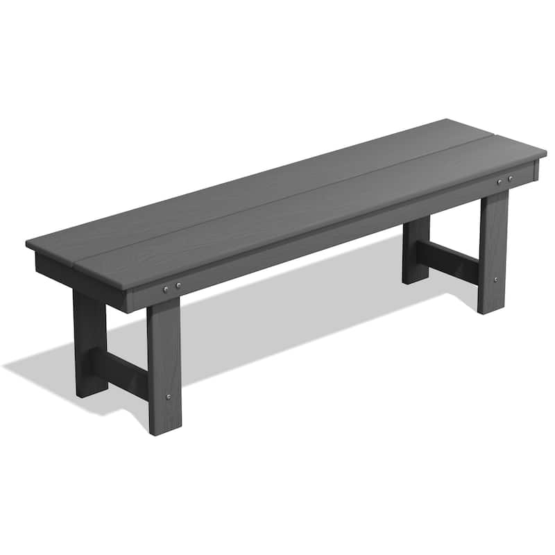 6-Piece HDPE Outdoor Dining Table Sets with Umbrella Hole - 1-Table 4-Chairs-1-Bench