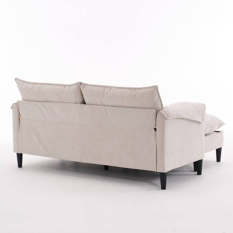 69.57" Metal Convertible U-Shaped Sofa with Storage Footstools, 3-Seater Combination Sofa