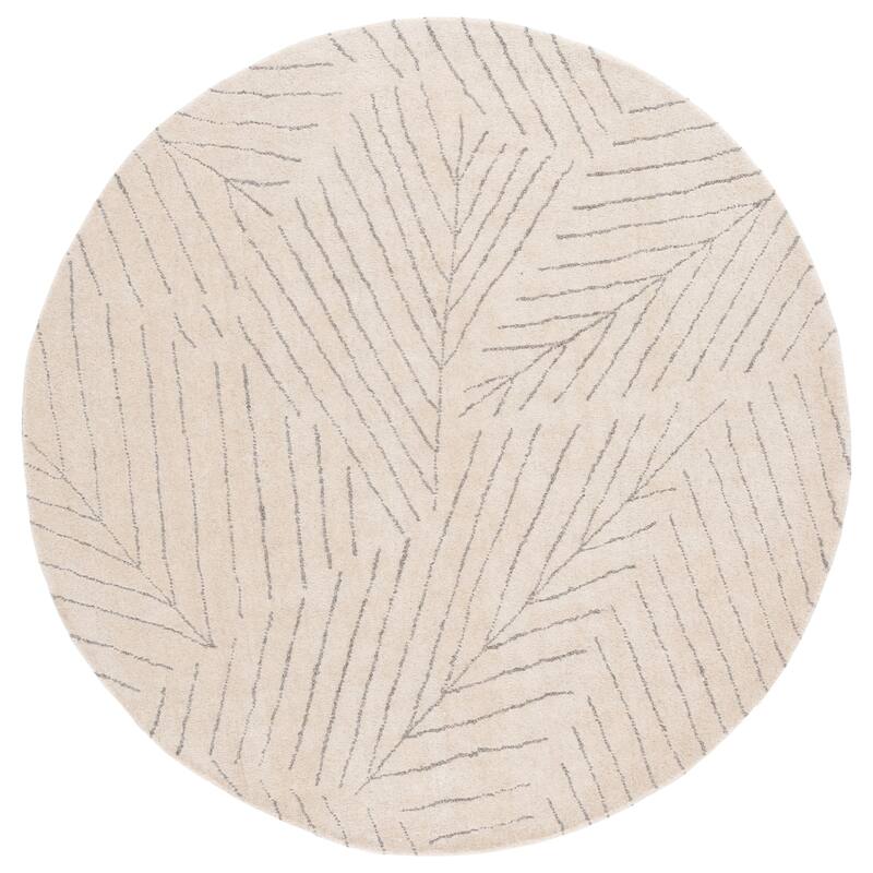 SAFAVIEH Handmade Mykonos Byung Modern Wool Rug - 6' Round - Ivory/Grey