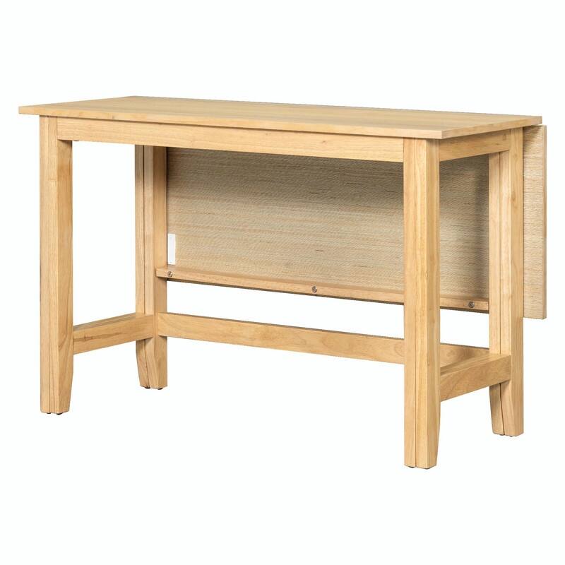 Farmhouse Wood Extendable Dining Table with Drop Leaf - Space-Saving Table for Small Places