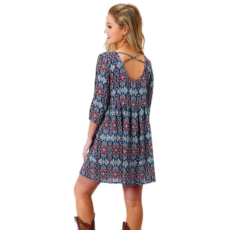 Shop Roper Western Dress Womens L S Flowy Tapestry Overstock
