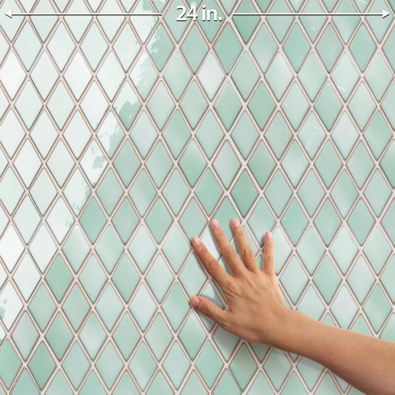 Merola Tile Hudson Kite Mint Green 10-1/8" x 11-3/4" Porcelain Mosaic Floor and Wall Tile