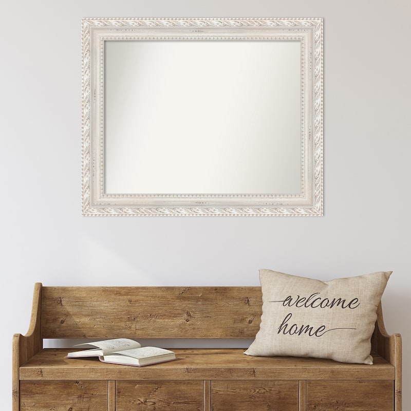 Opera Off White Non-Beveled Wood Framed Wall Mirror - Opera Off White