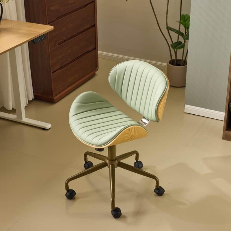 PU Curved Office Chair With Antique Bronze Base