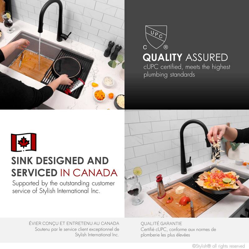 STYLISH Dual Mount 28" Single Bowl Composite Granite Kitchen Sink - 28" x 18" x 9.5"
