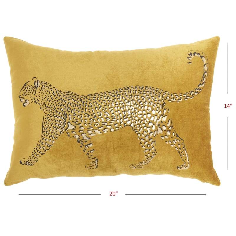 HomeRoots Bold Golden Leopard Lumbar Pillow