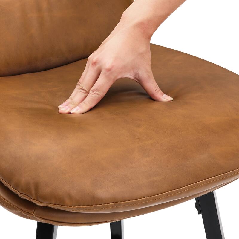 Upholstered Faux Leather Bar Stools with Back and Metal Legs Set of 2/3/4, 26" H Seat Height, 360° Swivel Bar Stools Brown