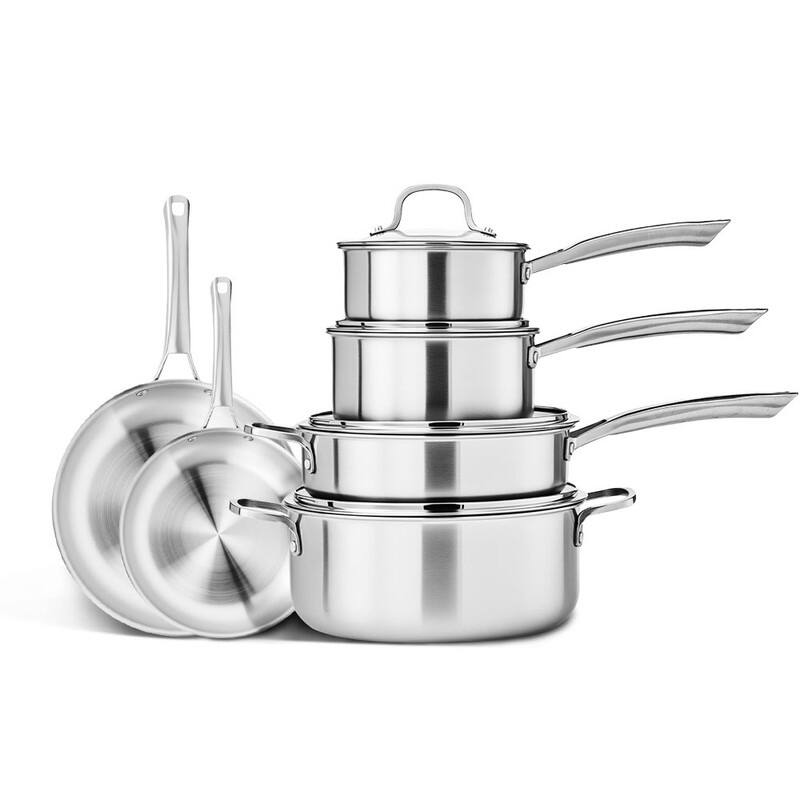 Stainless Steel Cookware Set Tri-Ply Pots And Pans Set With Lids