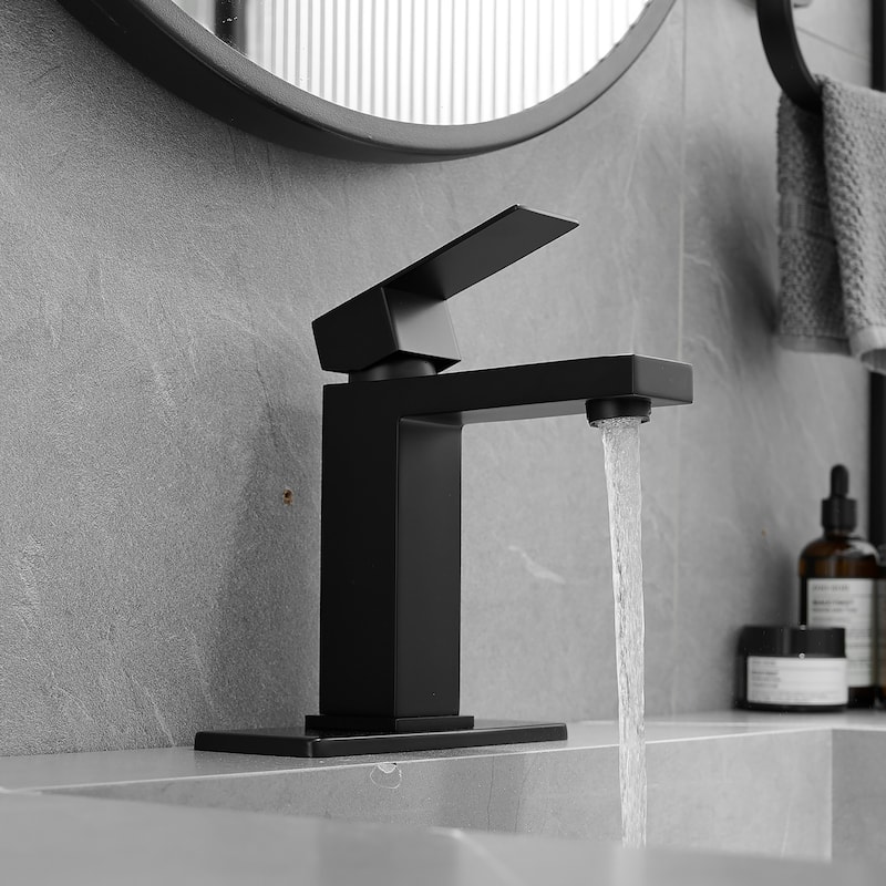 Single-handle Bathroom Sink Faucet with Drain and Deckplate