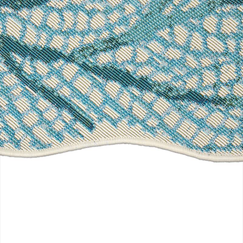 Liora Manne Esencia Coral Fan Indoor/Outdoor Mat Aqua 3'3"x3'3"