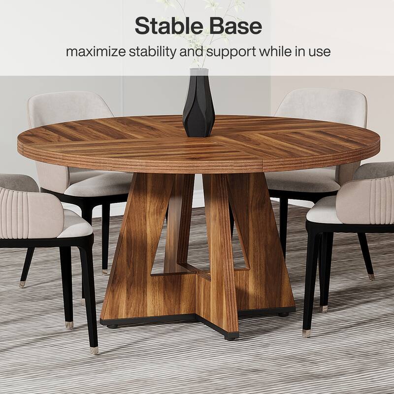 47-inch Round Conference Table for 4-6 People, Wooden Meeting Room Table