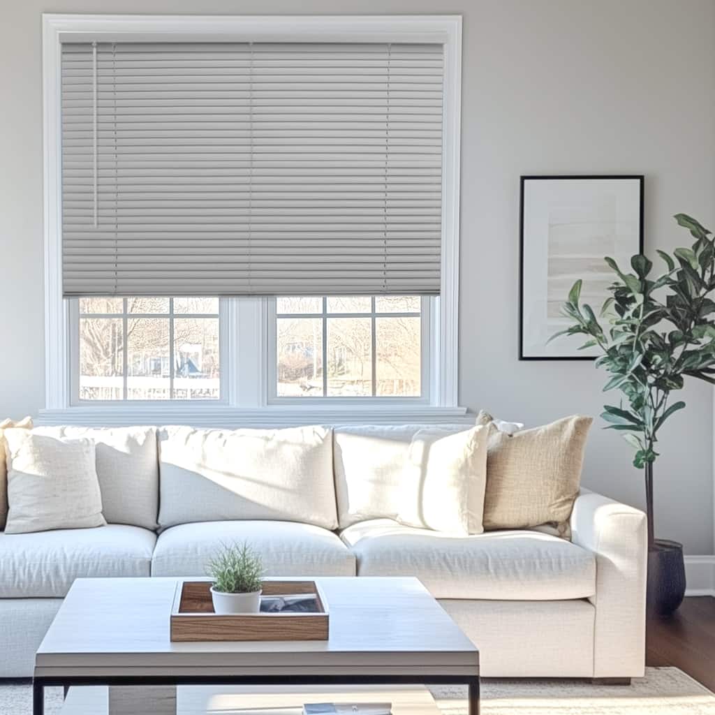 Chicology Light Filtering Cordless Vinyl Mini Window Blinds - 1" Slats - Gray 60" Height Sizes