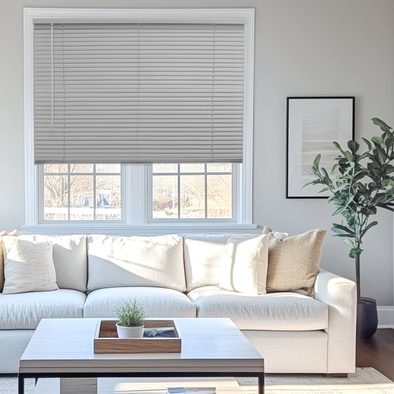 CHICOLOGY Cordless 1-Inch Vinyl Mini Blinds, Gloss Grey 72 Height