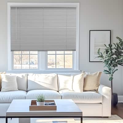 CHICOLOGY Cordless 1-Inch Vinyl Mini Blinds, Gloss Grey 72 Height