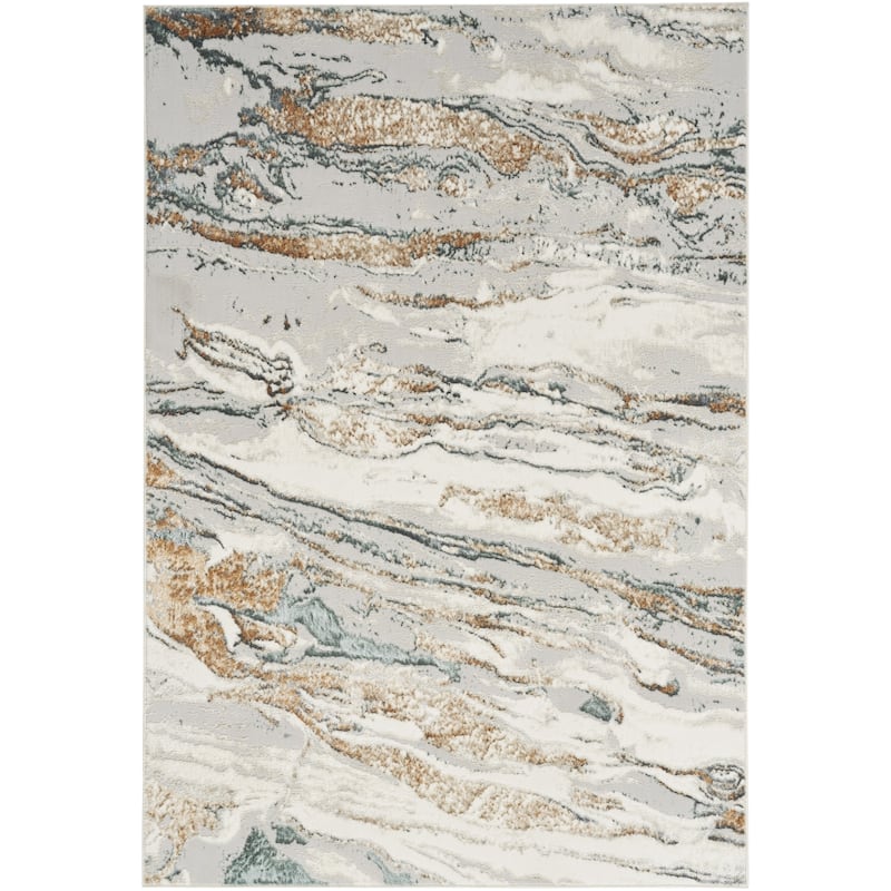 Nourison Illusion Indoor only Cream / Ivory Abstract Area Rug - 5' 3" x 7'