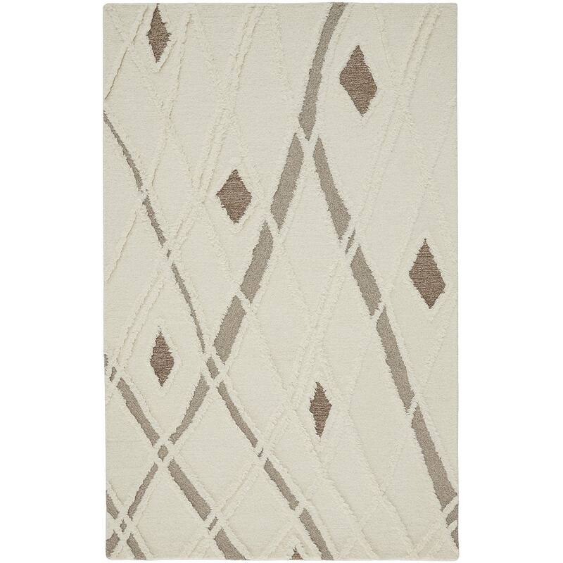 Feizy FZRG34845 Path 5' x 8' Cotton and Wool Hand Tufted Abstract