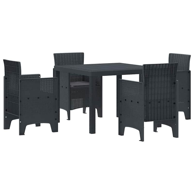 vidaXL Garden Dining Set 3/5 pcs Anthracite/Brown Polt rattan - 100 x 100 x 73 cm